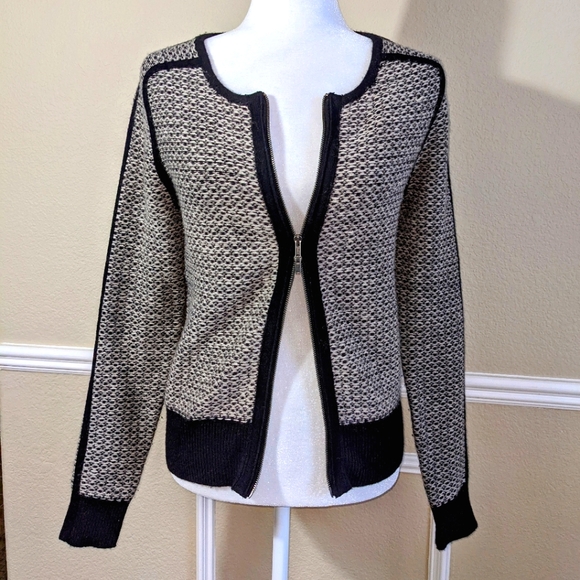 J. Crew Sweaters - S J Crew Full Zip Wool Cashmere Sweater w/ Black Trim